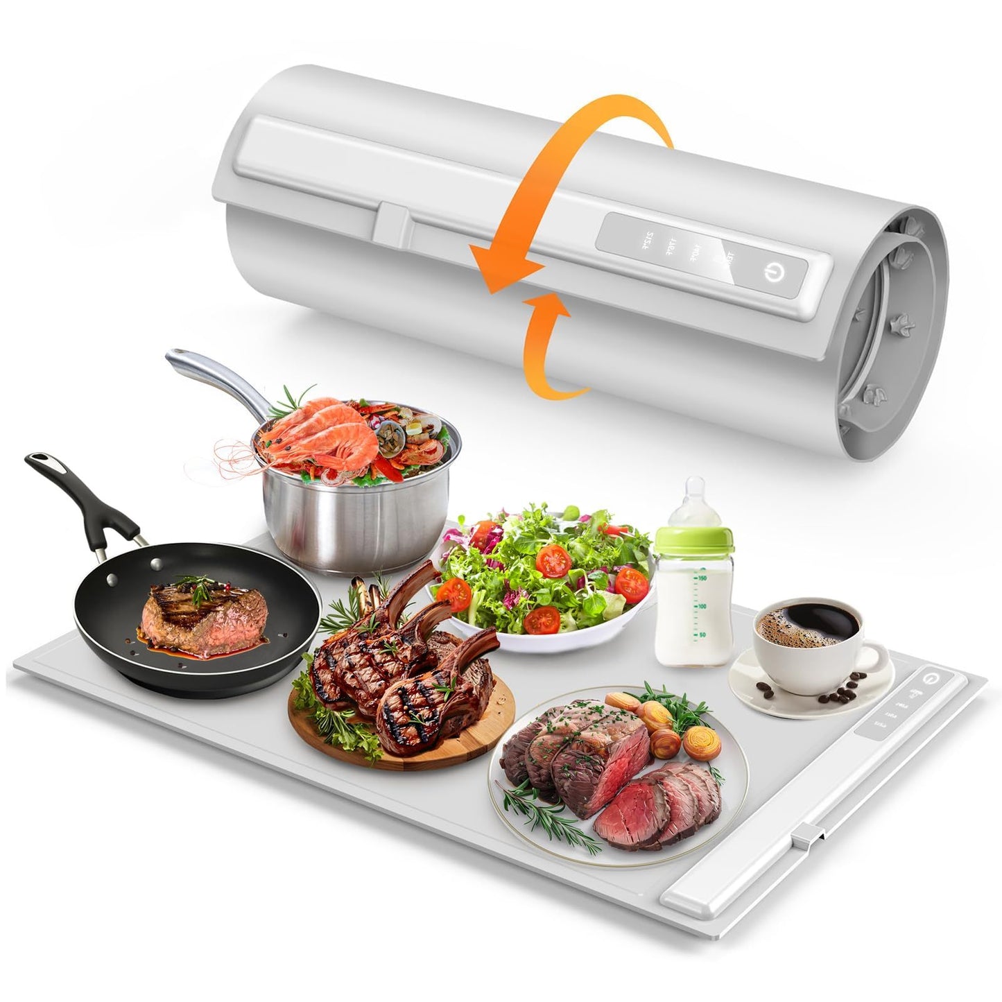Food Warming Mat,Electric Warming Tray For Food,Foldable Warming Mat For Buffets Party And Daily Use,Silicone Heating Pad With 3 Temp Settings,Kitchen Gadgets Portable Hotplate