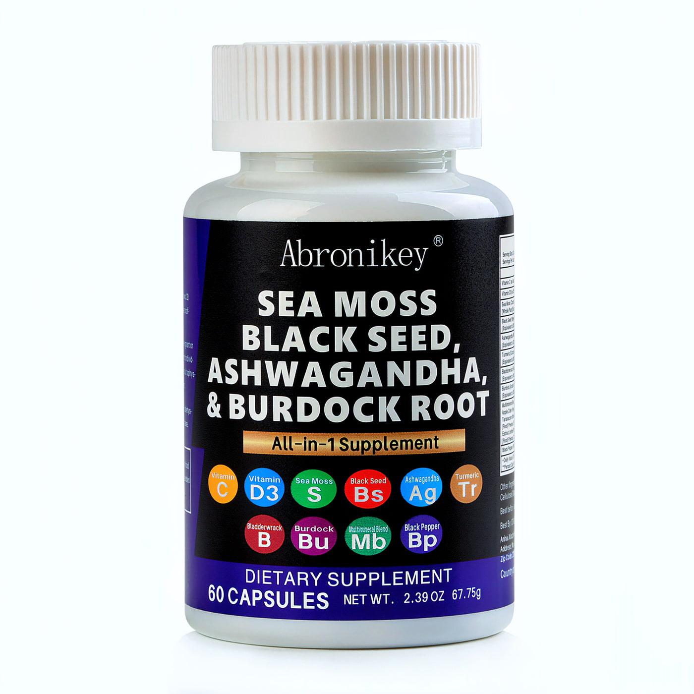 Abronikey Sea Moss 60 Capsules Immune Support & Digestive Health Natural Sea Moss Supplement Rich In Minerals & Vitamins