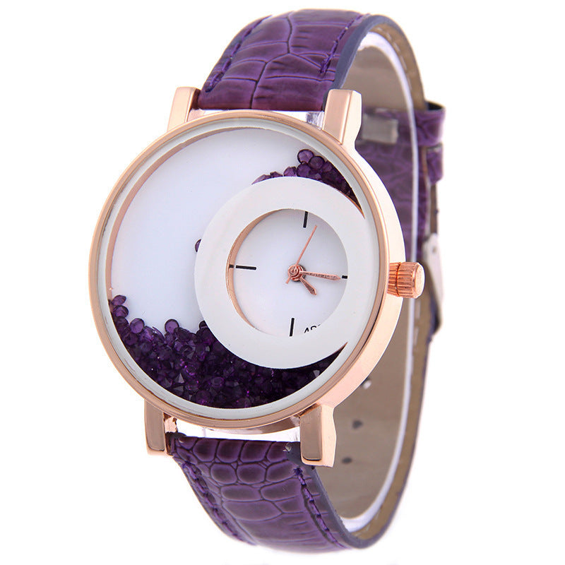 Amazon Explosion Brand, Europe And America Hot Fashion Quartz Watches 489 Full Drilling Quicksand Female Watches Female