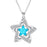 Elegant Blue Pentagram Necklace Female Zircon Pendant Jewelry