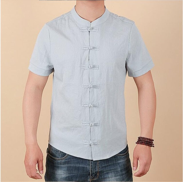 Men Shirt Fashion Chinese style Linen - bankshayes40