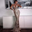 Bank Fashion Elegant Deep V Neck Party Dresses Gold Sequined Maxi banksheyes