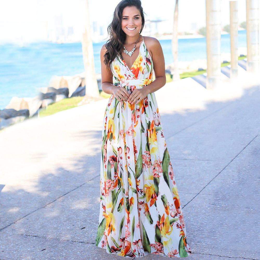 Women's Sling Floral Long Dresses arrival Summer - bankshayes40