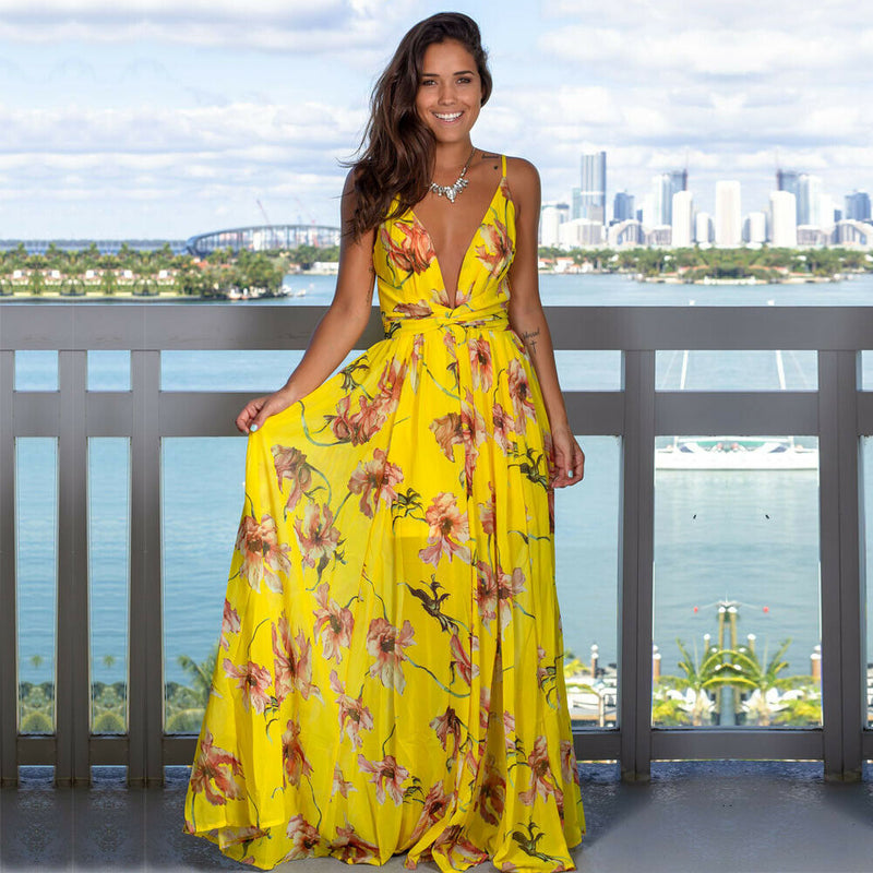 Women's Sling Floral Long Dresses arrival Summer - bankshayes40
