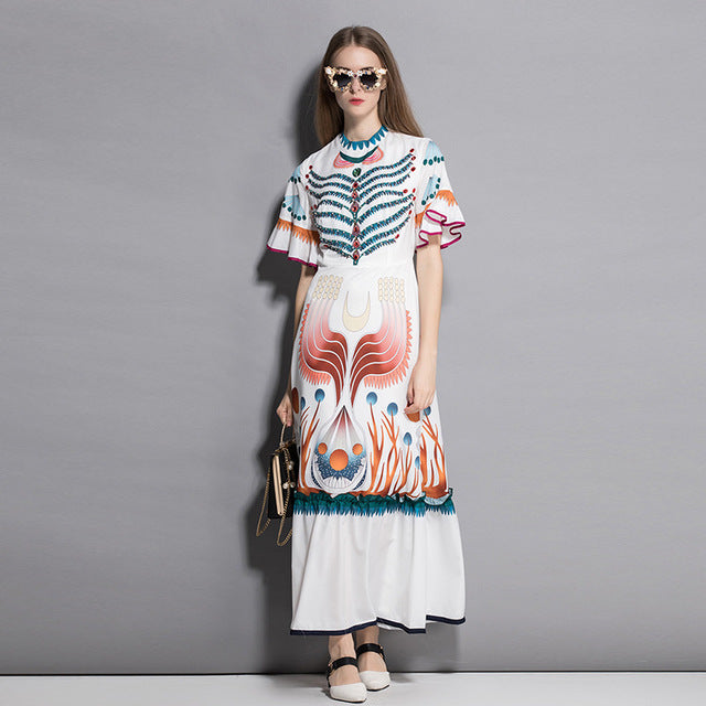 Bank Fashion - Spring Fashion Runway Maxi Long Dresses Women's Flare- Banksheyes