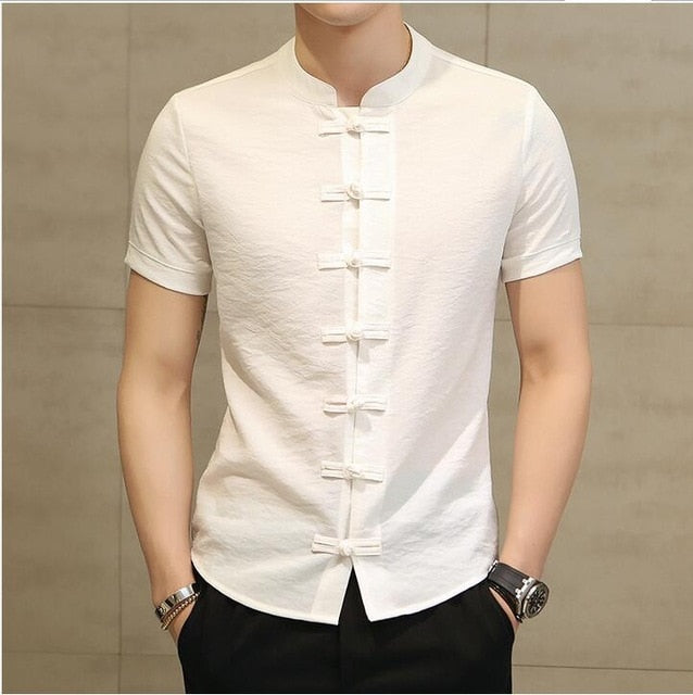 Men Shirt Fashion Chinese style Linen - bankshayes40