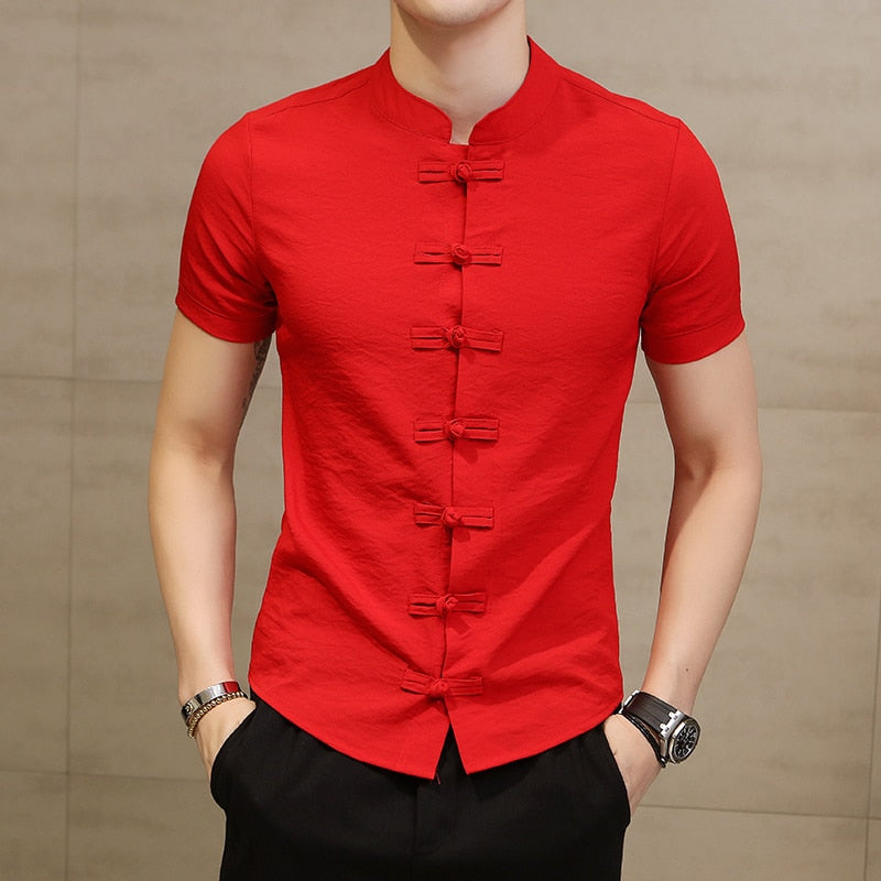 Men Shirt Fashion Chinese style Linen - bankshayes40