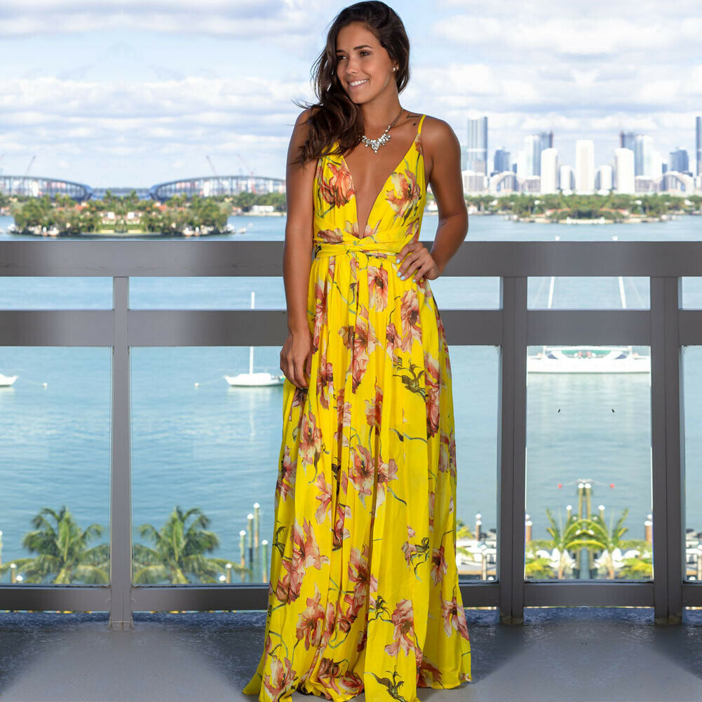 Women's Sling Floral Long Dresses arrival Summer - bankshayes40