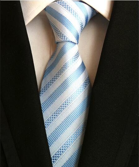 Fashion Neckties Classic Men's Stripe Yellow Navy Blue Wedding Ties Jacquard Woven 100% Silk Men Solid Tie Polka Dots Neck Ties - bankshayes40