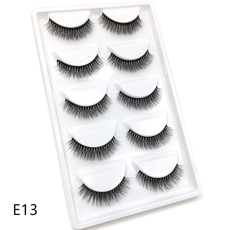 New Full 5 Pairs one box 3D Mink Hair False Eyelashes Natural Thick Long Eye Lashes Wispy Makeup Beauty Extension Tools H13 - bankshayes40