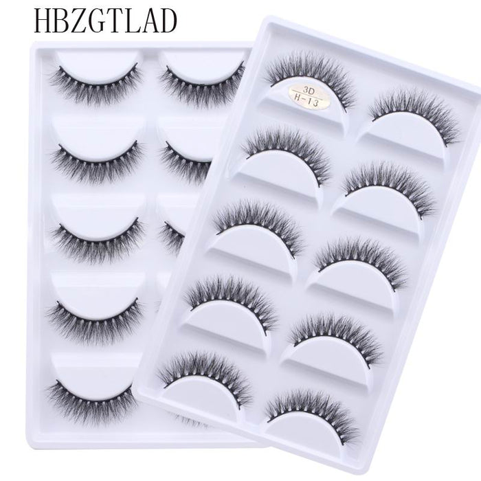 New Full 5 Pairs one box 3D Mink Hair False Eyelashes Natural Thick Long Eye Lashes Wispy Makeup Beauty Extension Tools H13 - bankshayes40