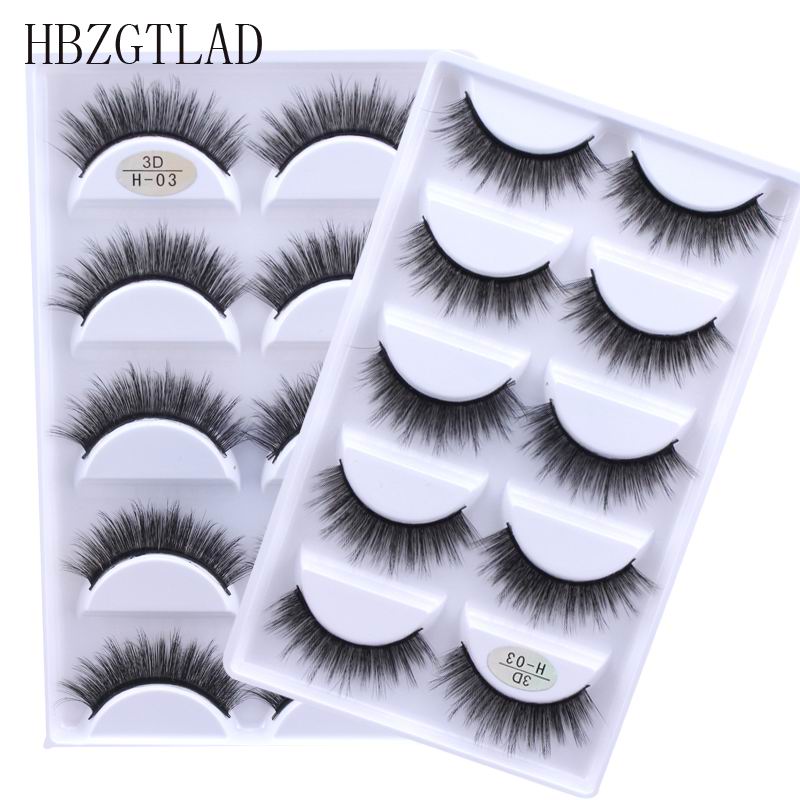 New Full 5 Pairs one box 3D Mink Hair False Eyelashes Natural Thick Long Eye Lashes Wispy Makeup Beauty Extension Tools H13 - bankshayes40