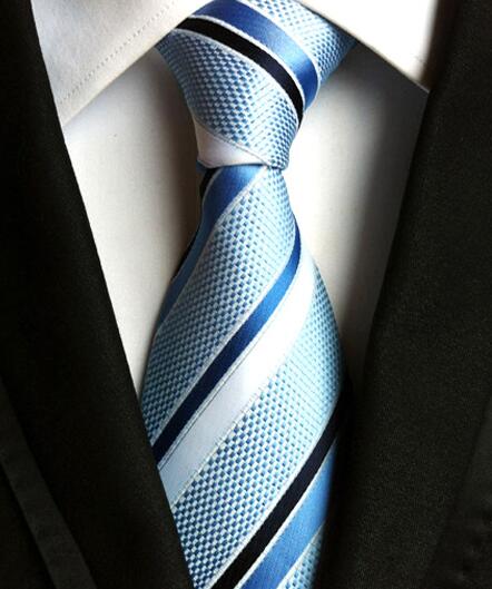 Fashion Neckties Classic Men's Stripe Yellow Navy Blue Wedding Ties Jacquard Woven 100% Silk Men Solid Tie Polka Dots Neck Ties - bankshayes40