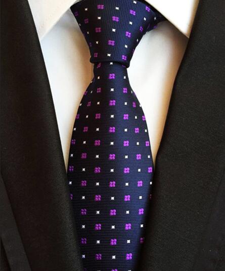Fashion Neckties Classic Men's Stripe Yellow Navy Blue Wedding Ties Jacquard Woven 100% Silk Men Solid Tie Polka Dots Neck Ties - bankshayes40