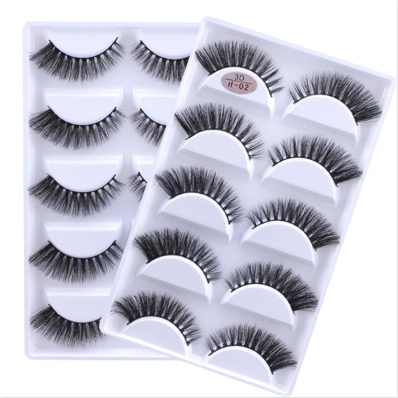 New Full 5 Pairs one box 3D Mink Hair False Eyelashes Natural Thick Long Eye Lashes Wispy Makeup Beauty Extension Tools H13 - bankshayes40