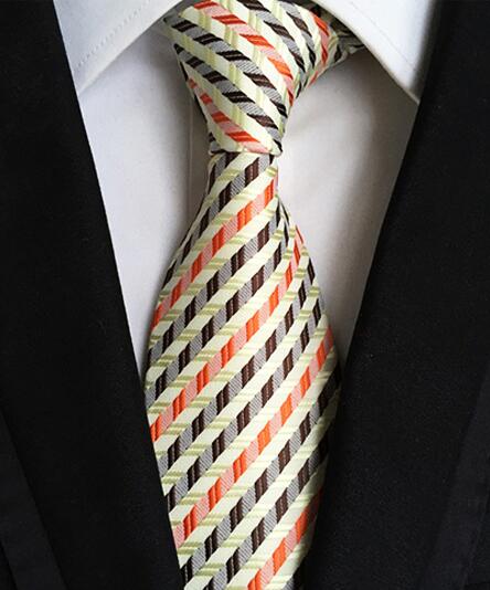 Fashion Neckties Classic Men's Stripe Yellow Navy Blue Wedding Ties Jacquard Woven 100% Silk Men Solid Tie Polka Dots Neck Ties - bankshayes40