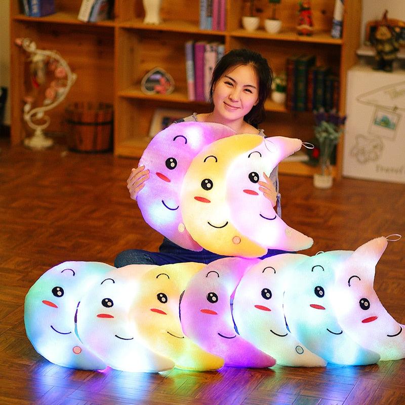 bank fashion I 34CM Creative Toy Luminous Pillow Soft Stuffed Plush Glowing Colorful Stars Cushion Led Light Toys Gift For Kids Children Girls