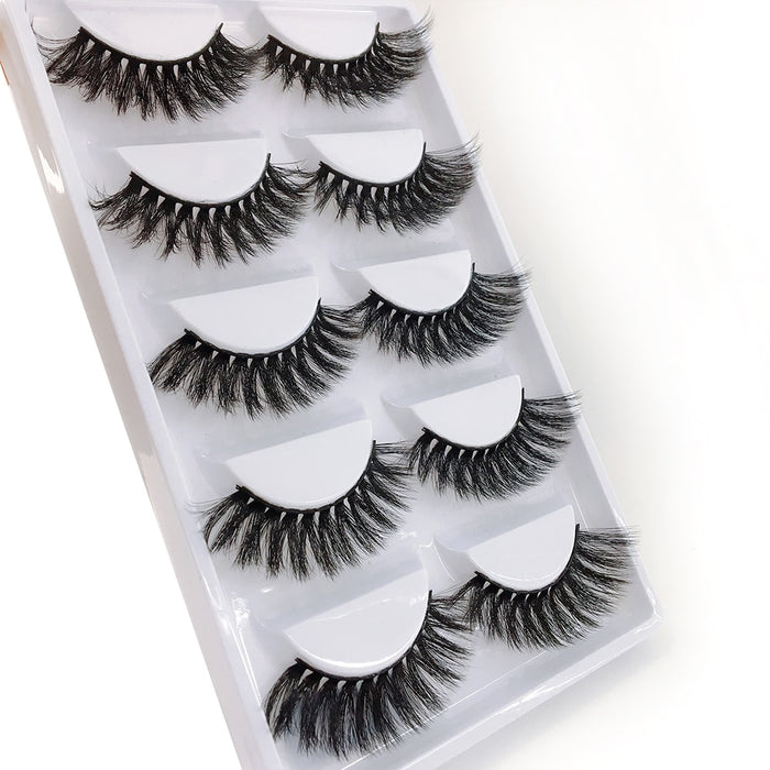 New Full 5 Pairs one box 3D Mink Hair False Eyelashes Natural Thick Long Eye Lashes Wispy Makeup Beauty Extension Tools H13 - bankshayes40