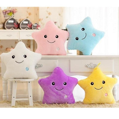 bank fashion I 34CM Creative Toy Luminous Pillow Soft Stuffed Plush Glowing Colorful Stars Cushion Led Light Toys Gift For Kids Children Girls