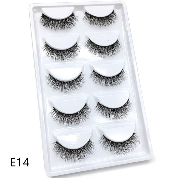 New Full 5 Pairs one box 3D Mink Hair False Eyelashes Natural Thick Long Eye Lashes Wispy Makeup Beauty Extension Tools H13 - bankshayes40