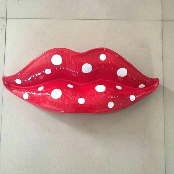 Big Lip Sculpture Decoration Modern Red Lips Pendant Bar Club Theme Wall Decoration - bankshayes40