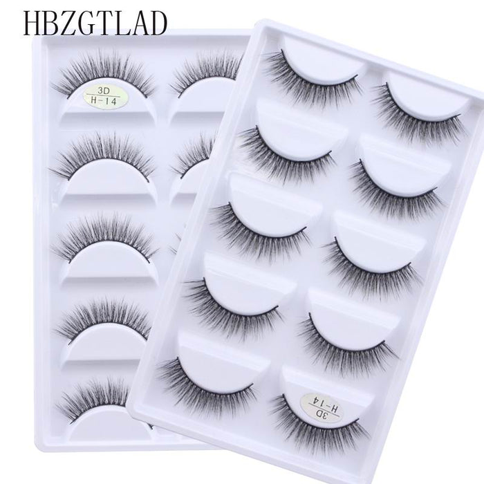 New Full 5 Pairs one box 3D Mink Hair False Eyelashes Natural Thick Long Eye Lashes Wispy Makeup Beauty Extension Tools H13 - bankshayes40