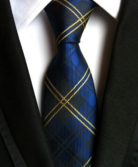 Fashion Neckties Classic Men's Stripe Yellow Navy Blue Wedding Ties Jacquard Woven 100% Silk Men Solid Tie Polka Dots Neck Ties - bankshayes40