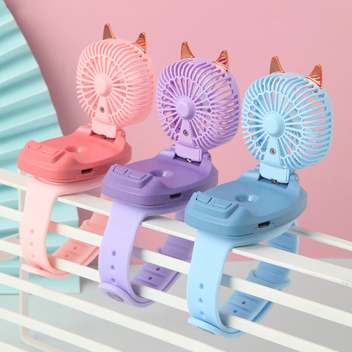 USB Fan Watches Portable Mini Watch Fan Handheld Silent Third Gear Speed Electric Personal Watch Cooling Fan for Travel Children - bankshayes40