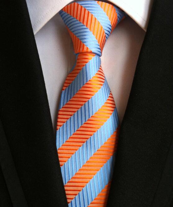 Fashion Neckties Classic Men's Stripe Yellow Navy Blue Wedding Ties Jacquard Woven 100% Silk Men Solid Tie Polka Dots Neck Ties - bankshayes40