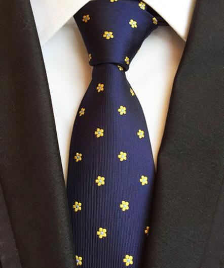 Fashion Neckties Classic Men's Stripe Yellow Navy Blue Wedding Ties Jacquard Woven 100% Silk Men Solid Tie Polka Dots Neck Ties - bankshayes40