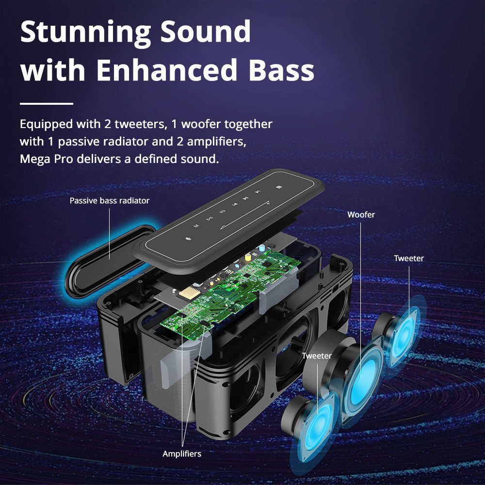 Tronsmart Mega Pro Bluetooth Speaker 60W Portable Speaker Enhanced Bass Column with NFC, IPX5 Waterproof, Voice Assistant - bankshayes40