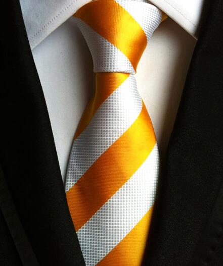 Fashion Neckties Classic Men's Stripe Yellow Navy Blue Wedding Ties Jacquard Woven 100% Silk Men Solid Tie Polka Dots Neck Ties - bankshayes40
