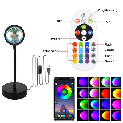 Smart Bluetooth Sunset Projection Lamp Sunset Projector Night Light APP Remote Led Lights for Room Decoration Photography Gifts - bankshayes40