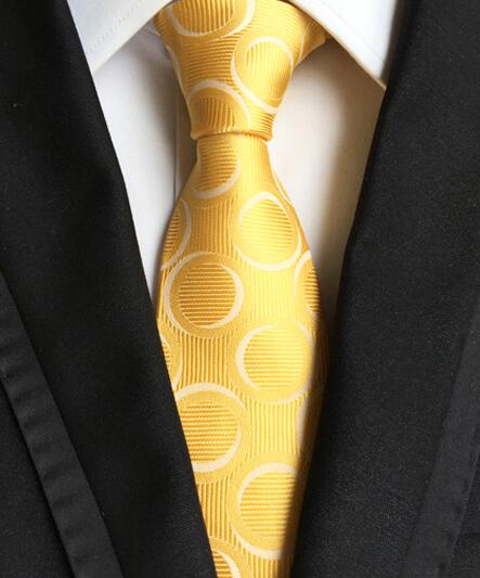 Fashion Neckties Classic Men's Stripe Yellow Navy Blue Wedding Ties Jacquard Woven 100% Silk Men Solid Tie Polka Dots Neck Ties - bankshayes40