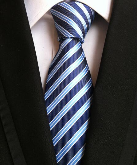 Fashion Neckties Classic Men's Stripe Yellow Navy Blue Wedding Ties Jacquard Woven 100% Silk Men Solid Tie Polka Dots Neck Ties - bankshayes40