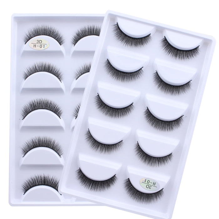 New Full 5 Pairs one box 3D Mink Hair False Eyelashes Natural Thick Long Eye Lashes Wispy Makeup Beauty Extension Tools H13 - bankshayes40