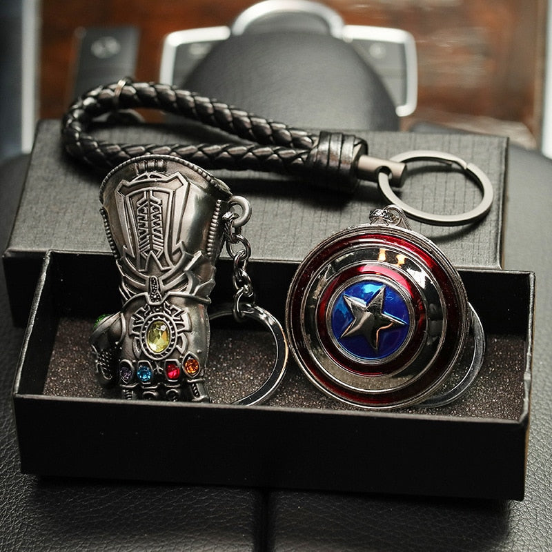 Marvel The Avenge Captain Shield Iron Spider Thanals Palm Keychain Keyrings Men Women Car Bag Pendant Cartoon Gifts Toys for Boy - bankshayes40