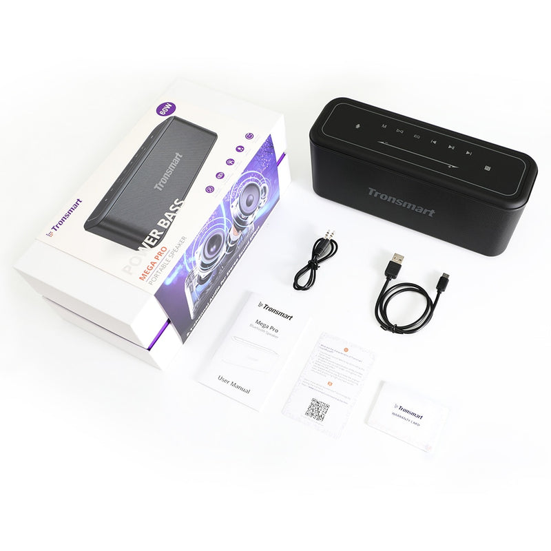 Tronsmart Mega Pro Bluetooth Speaker 60W Portable Speaker Enhanced Bass Column with NFC, IPX5 Waterproof, Voice Assistant - bankshayes40