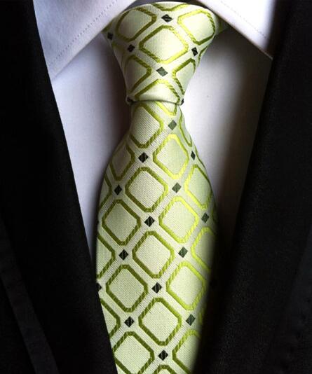 Fashion Neckties Classic Men's Stripe Yellow Navy Blue Wedding Ties Jacquard Woven 100% Silk Men Solid Tie Polka Dots Neck Ties - bankshayes40
