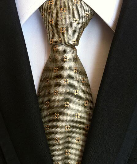 Fashion Neckties Classic Men's Stripe Yellow Navy Blue Wedding Ties Jacquard Woven 100% Silk Men Solid Tie Polka Dots Neck Ties - bankshayes40