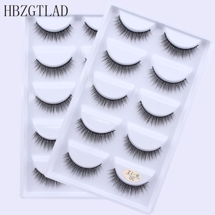 New Full 5 Pairs one box 3D Mink Hair False Eyelashes Natural Thick Long Eye Lashes Wispy Makeup Beauty Extension Tools H13 - bankshayes40