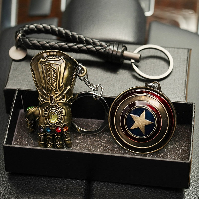 Marvel The Avenge Captain Shield Iron Spider Thanals Palm Keychain Keyrings Men Women Car Bag Pendant Cartoon Gifts Toys for Boy - bankshayes40