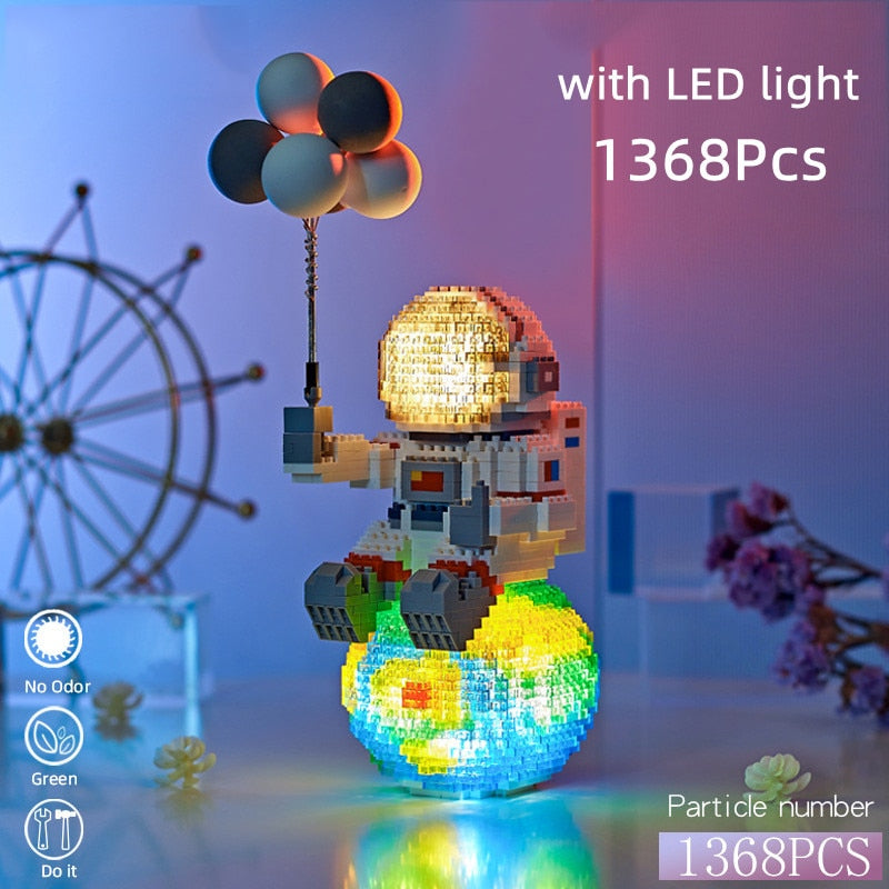 Mini Micro Rocket Building Blocks Space Moon Satellite Astronaut Diamond Bricks Constructor Toys for Children Gifts LED Light - bankshayes40