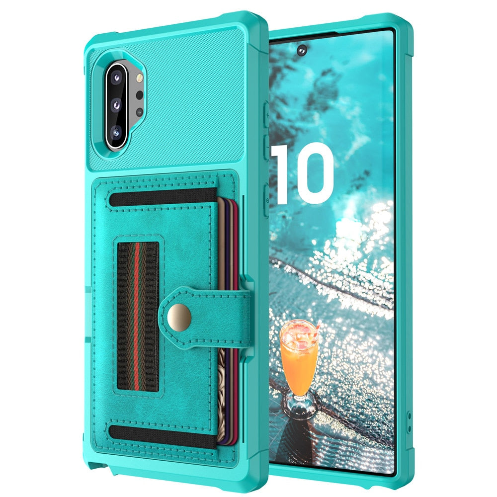 for Samsung Galaxy Note 20 S21 Ultra 10 9 S20 S21 S10 S9 Plus S10e S10+ Case Leather Multi Card Holder Wallet Retro Luxury Cover - bankshayes40