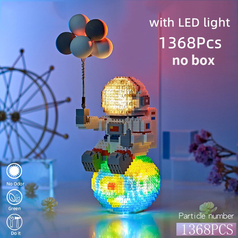 Mini Micro Rocket Building Blocks Space Moon Satellite Astronaut Diamond Bricks Constructor Toys for Children Gifts LED Light - bankshayes40