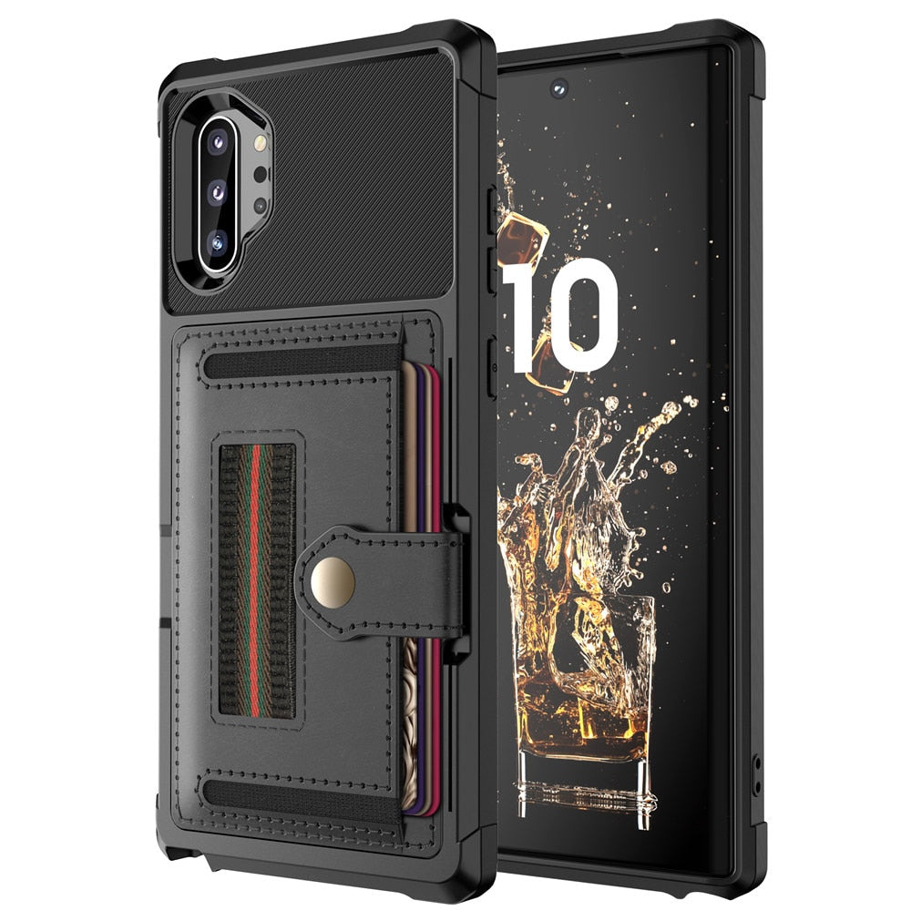 for Samsung Galaxy Note 20 S21 Ultra 10 9 S20 S21 S10 S9 Plus S10e S10+ Case Leather Multi Card Holder Wallet Retro Luxury Cover - bankshayes40