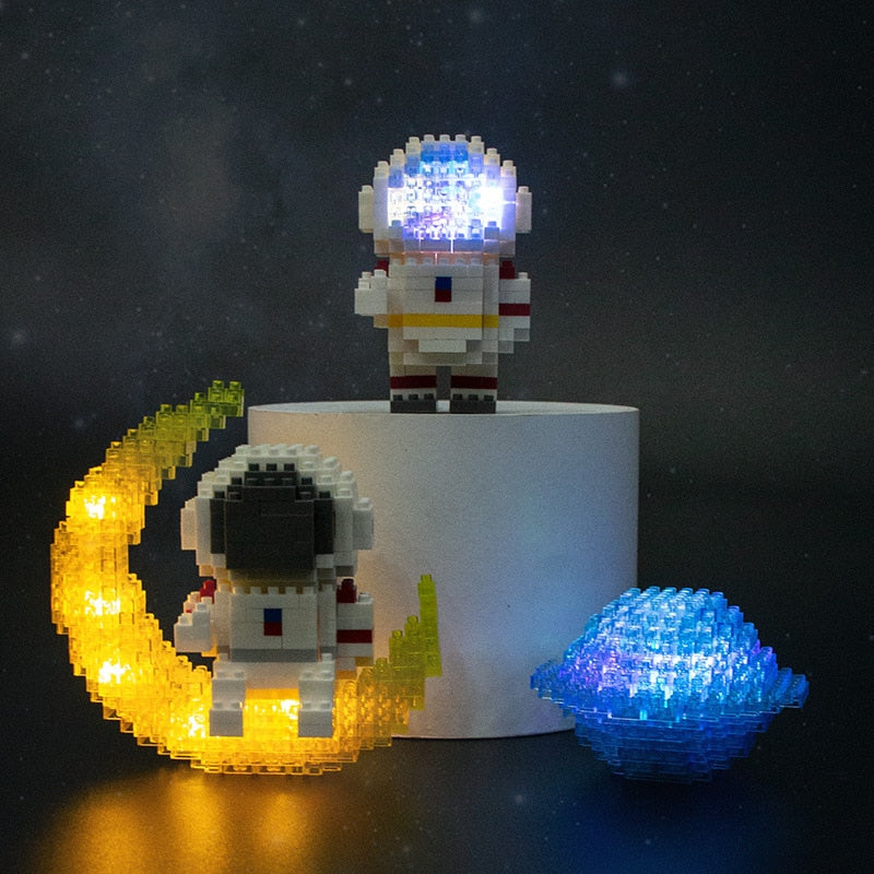 Mini Micro Rocket Building Blocks Space Moon Satellite Astronaut Diamond Bricks Constructor Toys for Children Gifts LED Light - bankshayes40