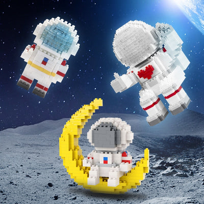 Mini Micro Rocket Building Blocks Space Moon Satellite Astronaut Diamond Bricks Constructor Toys for Children Gifts LED Light - bankshayes40