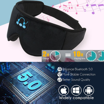 New 3D wireless music headphone sleep breathable smart eye mask Bluetooth headset call with mic for ios Android mac Dropshipping - bankshayes40