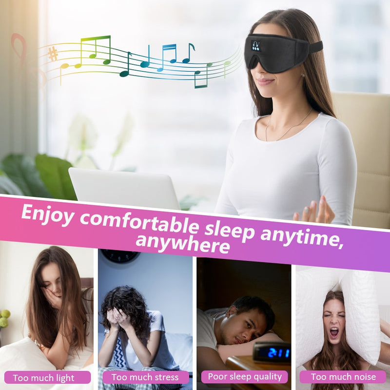 New 3D wireless music headphone sleep breathable smart eye mask Bluetooth headset call with mic for ios Android mac Dropshipping - bankshayes40